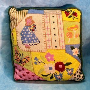 Vintage Handstiched Needlpoint Accent Pillow